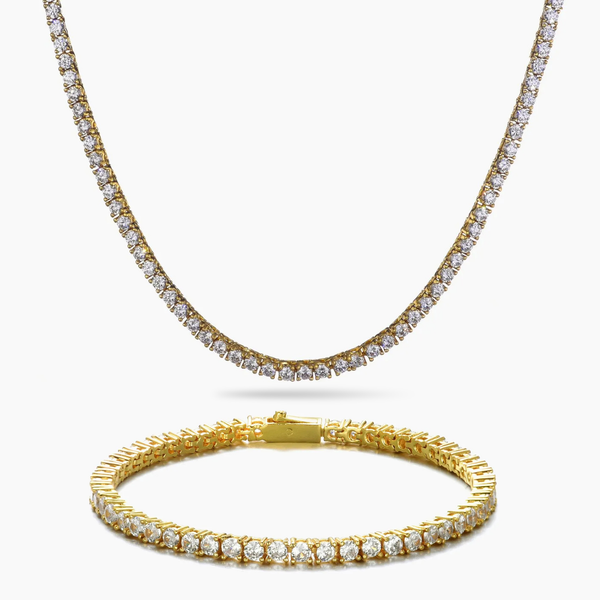 WOMENS 3MM TENNIS SET - GOLD