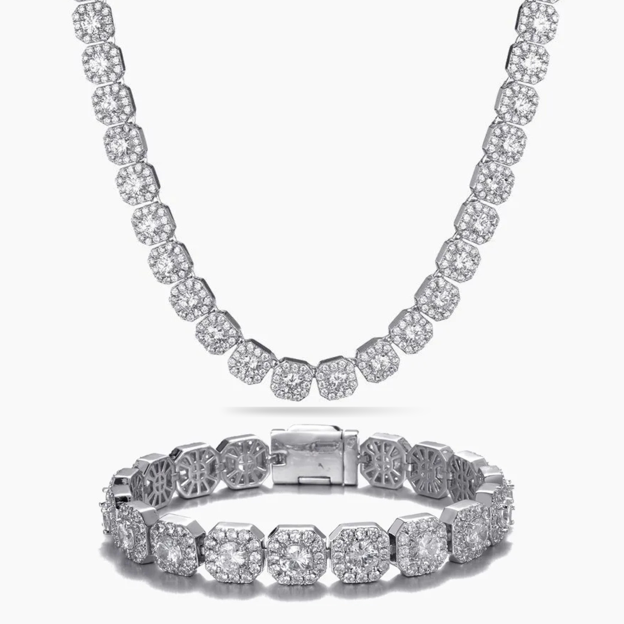 10MM CLUSTERED TENNIS SET - SILVER