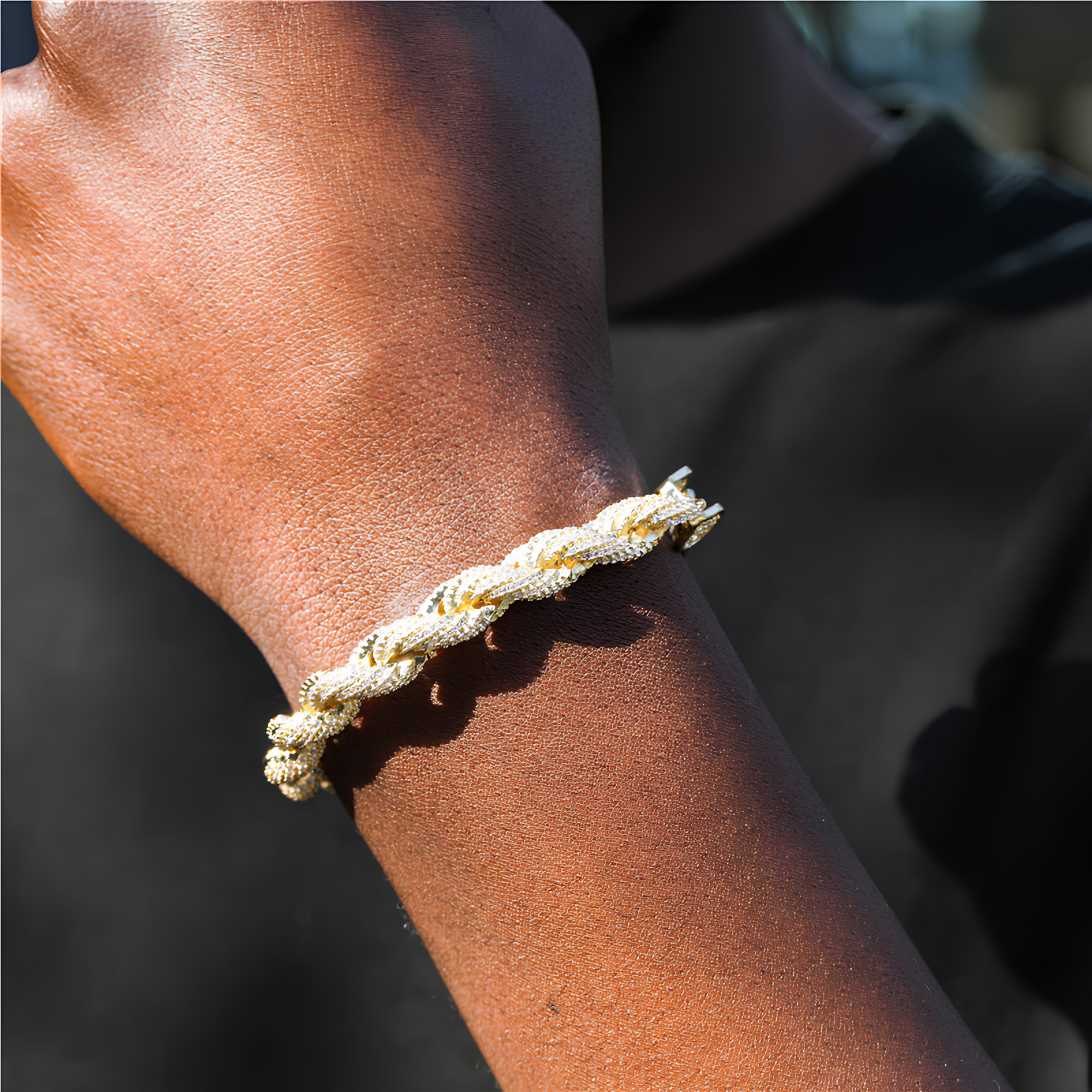 8MM ICED ROPE BRACELET - GOLD