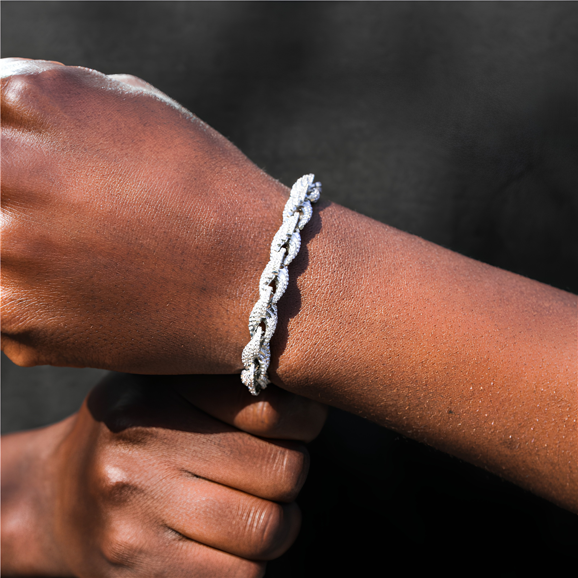 8MM ICED ROPE BRACELET - SILVER