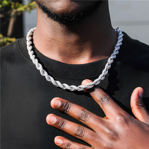 8MM ICED ROPE CHAIN - SILVER