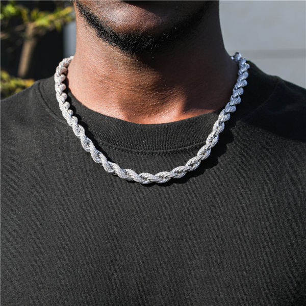8MM ICED ROPE CHAIN - SILVER