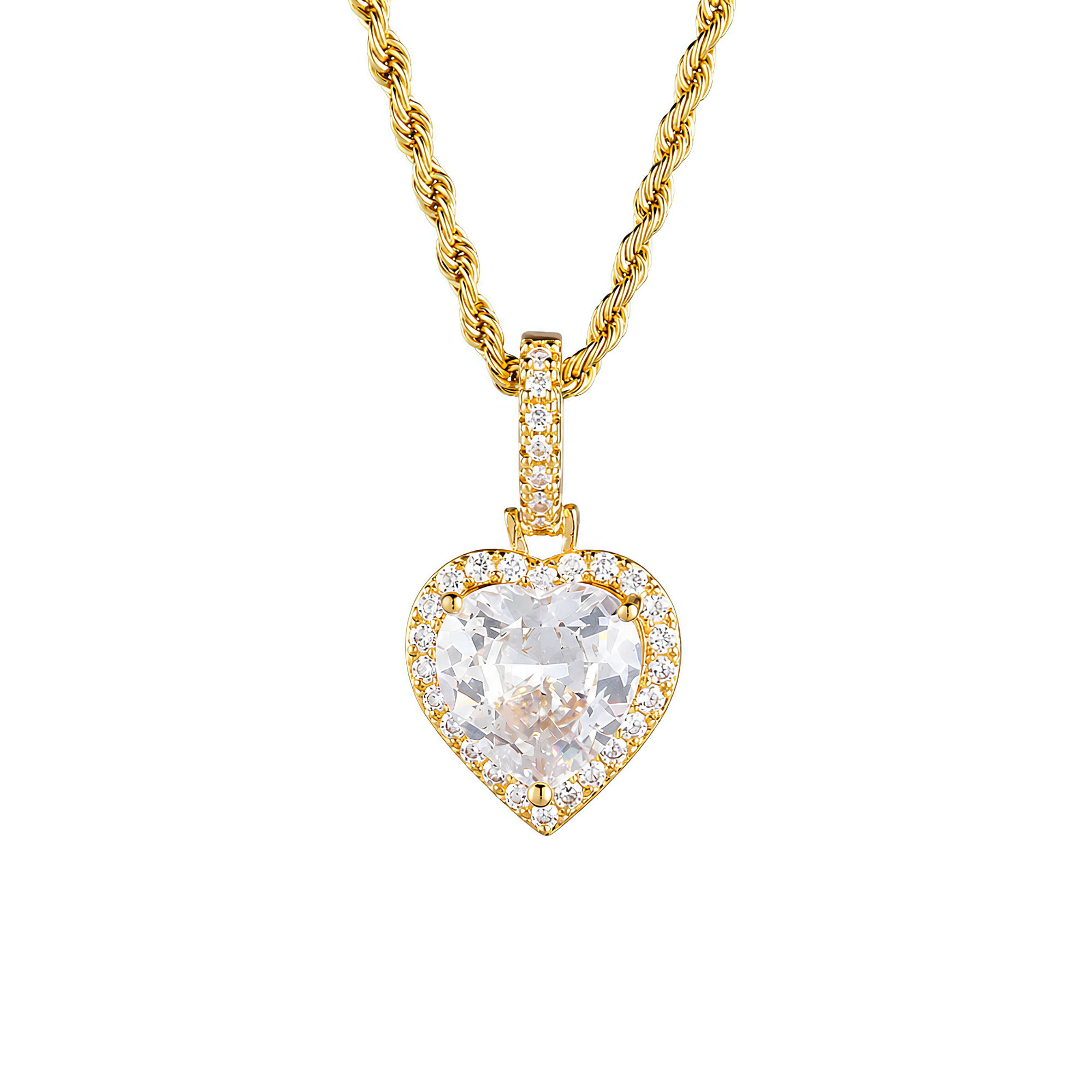 ICED HEART HALO PENDANT – GOLD