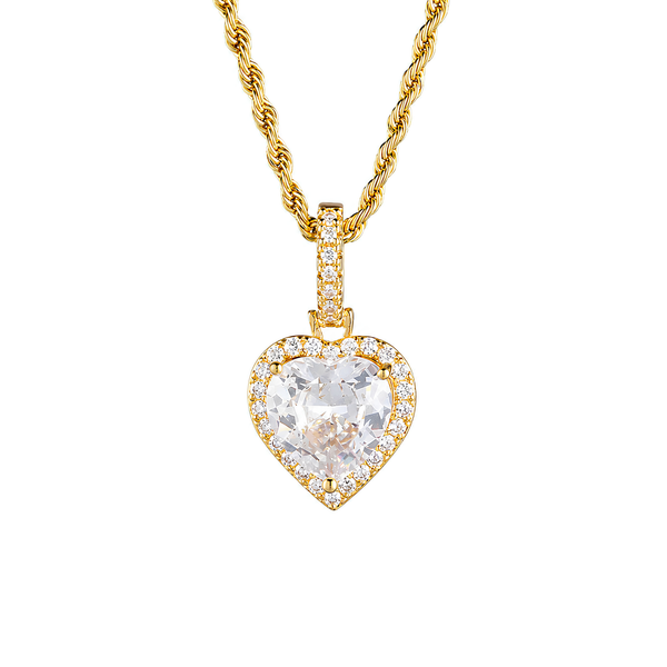 ICED HEART HALO PENDANT – GOLD