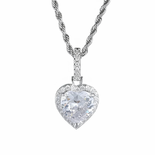 ICED HEART HALO PENDANT – SILVER