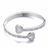 6MM ICED BAGUETTE HEART CUFF BRACELET - SILVER